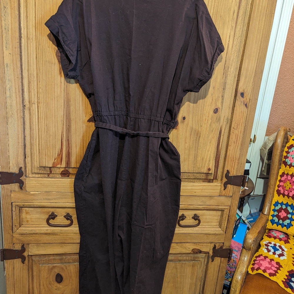 Brown/Wine v-neck Jumpsuit - Picture 2 of 6